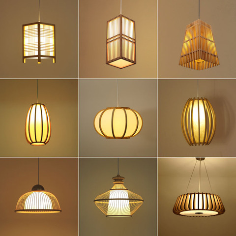 Lustre en bambou Style japonais Zen, lumière led, éclairage led, éclairage led, éclairage led, éclairage led, pour un couloir, un chevet, un Restaurant ► Photo 1/5