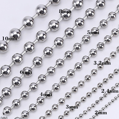 5 mètres Lot perles chaînes boule collier acier inoxydable tour de cou bijoux 1.5-10MM Punk Chokers chaînes ► Photo 1/6