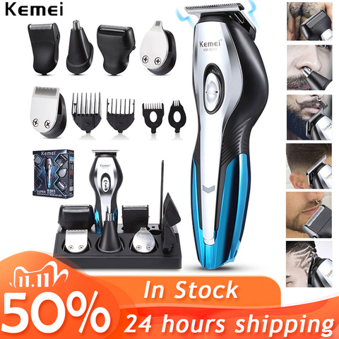 Kemei tondeuse à cheveux électrique tondeuse à cheveux tondeuse professionnelle rasage barbe outils rechargeables trimer cliper 5 ► Photo 1/6