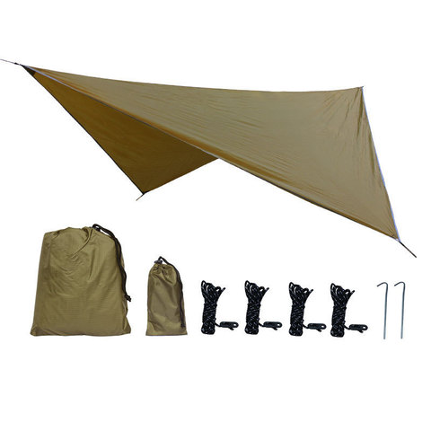 350x280cm imperméable bâche tente ombre en plein air Camping hamac pluie mouche UV jardin auvent auvent parasol ultraléger 5 couleurs ► Photo 1/6