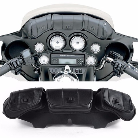 Sac pare-brise de moto, sacoche de selle, 3 poches, étui pour Harley Davidson Touring 1996 – 2013, cadre avant, sac avant, accessoires ► Photo 1/5