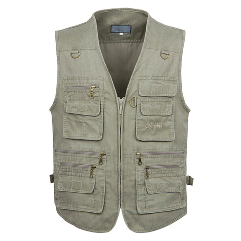 Gilet en coton sans manches pour homme, vêtement décontracté, avec 16 poches, de photographie, tenue d'été grande taille 5XL 6XL 7XL, nouveau ► Photo 1/6