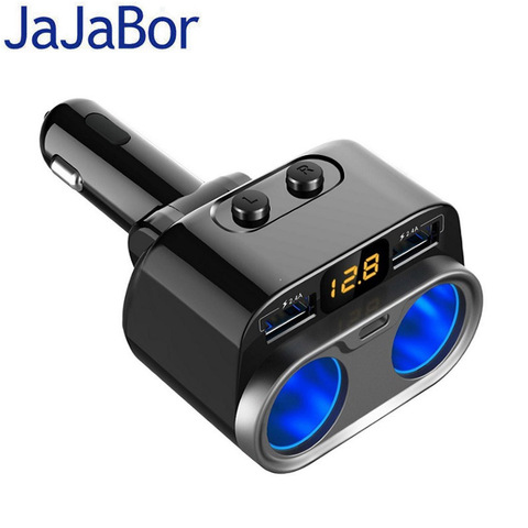 JaJaBor prise allume-cigare de voiture adaptateur d'alimentation à deux ports + double Charge rapide USB + chargeur de voiture de Type C avec interrupteur indépendant ► Photo 1/6
