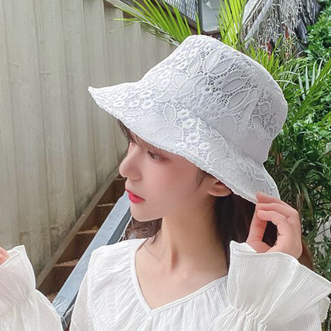 Soleil coréen bord de mer Vintage élégant dentelle seau chapeau femmes été plage soleil chapeaux mode coréen casquettes respirant pêcheur casquette ► Photo 1/6