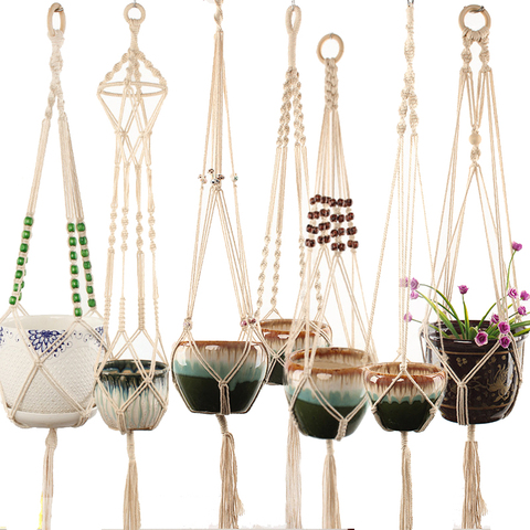 Offres spéciales 100% à la main macramé plante cintre fleur/pot cintre pour décoration murale pays jardin ► Photo 1/6