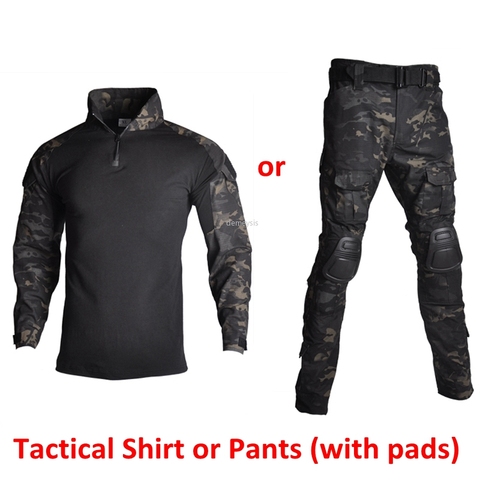 Uniformes de l'armée tactique pour homme, genouillères coudières, vêtements de Camouflage de chasse Airsoft, chemise ou pantalon de Combat Paintball ► Photo 1/6