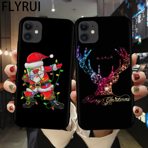 Coque souple en Silicone pour iPhone, compatible modèles 11, 12 Pro Max, X, XR, XS Max, 8, 7 Plus, Mini cadeau de noël ► Photo 1/6