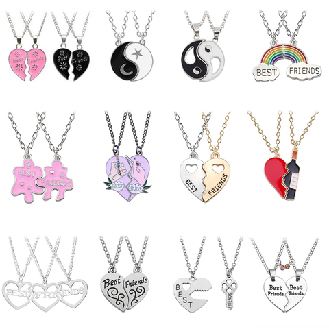 2 pièces ensemble mode meilleur ami Couple pendentif collier arc-en-ciel coeur brisé Bff bon ami cadeau amitié bijoux ► Photo 1/5