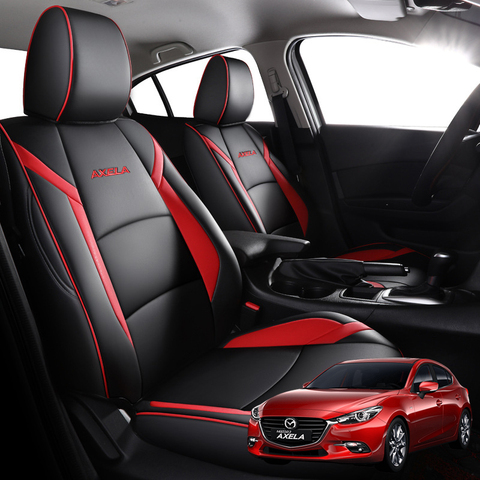 Housses de siège de voiture en cuir adaptées à la coutume, pour Mazda 3 Axela 2014 2015 2016 2017 2022, protection des coussins de siège de voiture ► Photo 1/6