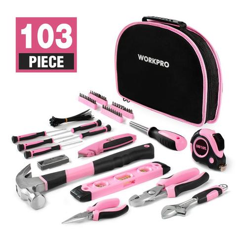 WORKPRO 103PC ensemble d'outils à main maison trousse à outils sac à outils rose outils pour femmes filles ► Photo 1/5