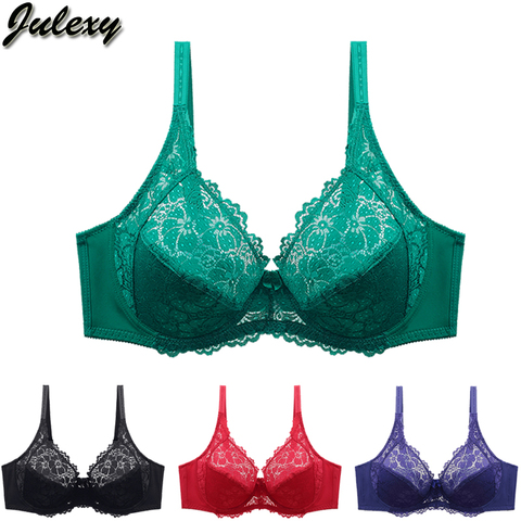 Julexy – soutien-gorge Ultra-fin en dentelle transparente pour femme, sous-vêtements, bonnet E F, grande taille, 36 38 40 42 44 46 ► Photo 1/6