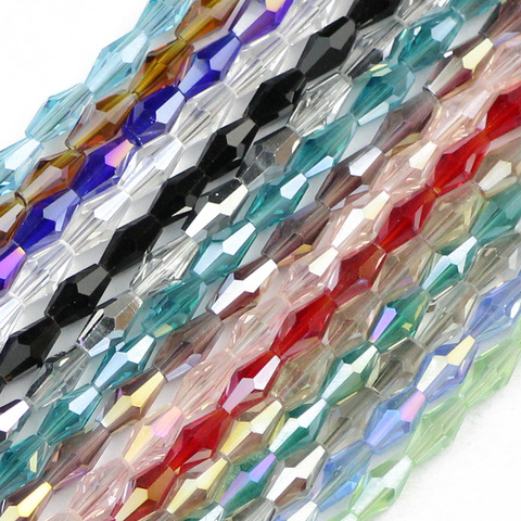 JHNBY-longues perles de verre autrichien à facettes Bicone, 100 pièces, 4x8mm, perle ample, qualité supérieure, fabrication de bracelets et bijoux faits à la main, bricolage, bricolage ► Photo 1/4