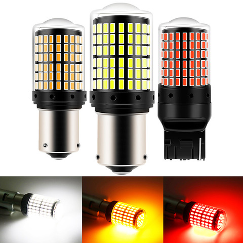 1 pièces 1156 BA15S P21W BAU15S PY21W T20 7440 W21W 1157 AMPOULE LED 144 smd led CanBus Aucune Erreur Lampe pour Clignotant Pas de Flash ► Photo 1/6