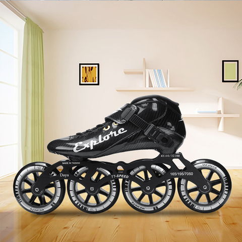 Fibre de carbone patins de vitesse chaussures adultes homme femme roller course à roues alignées patines 4 roues 90mm 100mm 110mm fibre sport baskets ► Photo 1/6