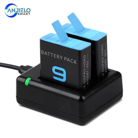 Anjielosmart – Pack de Batterie Li-ion à décodage complet, avec Micro USB/type-c et double chargeur pour GoPro Hero 9 Black ► Photo 1/6