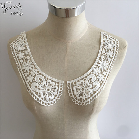 Dentelle blanche brodée col décolleté Applique broderie couture sur patchs couture tissu accessoires 1 pièces vente livraison gratuite ► Photo 1/5