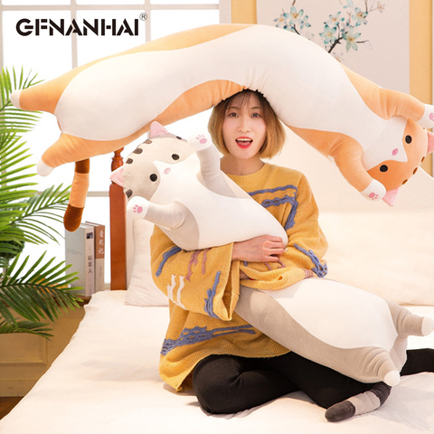 Peluches kawaii de chat Animal de 50-130CM, 1 pièce, joli oreiller doux pour enfants, filles, coussin de couchage pour bébés poupées en peluche de dessin animé ► Photo 1/6