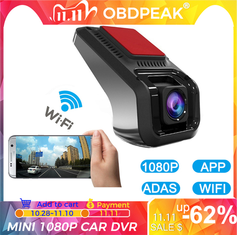 Mini caméra de tableau de bord intelligente, enregistreur de conduite caché, WIFI, ADAS, 1080P, objectif HD, pour Android, lecteur multimédia, X9 ► Photo 1/5