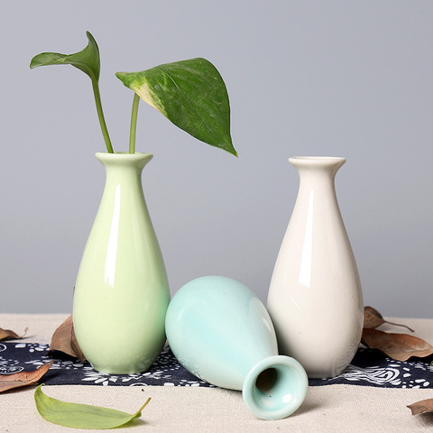 Mini Vase hydroponique en céramique, couleur bonbon, pour bureau, Arrangement de fleurs, bouteille, mignon, Pot de fleurs, décorations simples pour la maison ► Photo 1/6