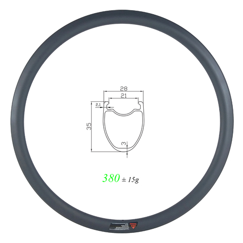 Pneu de route tubeless en carbone 380g SL 700c, 35mm, jante de 28mm de large 21mm intérieur UD 3K 12K 20H 21H 24H 28H 32H ► Photo 1/5