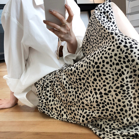 Jupe d'été extensible imprimé léopard pour femmes, ligne a, en Satin, taille haute, 2022 ► Photo 1/6