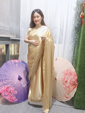 Robe dorée pour femmes, grande taille 5xl, vêtement féminin en lehenga choli indien, sari indien, saree kurti sarees ► Photo 1/3