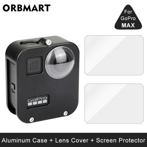 Étui de protection en alliage d'aluminium pour GoPro MAX 360 boîtier Cage de cadre en métal + couvercle d'objectif + protecteur d'écran pour accessoires Go Pro ► Photo 1/6