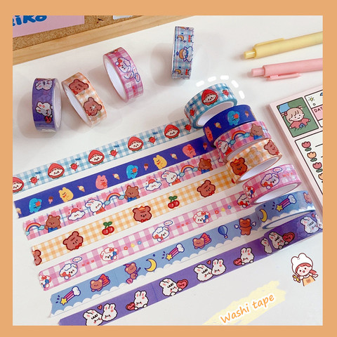 MINKYS – ruban adhésif Washi, 5M, mignon lapin ours, décoration pour Journal intime, papeterie scolaire Kawaii, cadeau, nouvel arrivage ► Photo 1/6