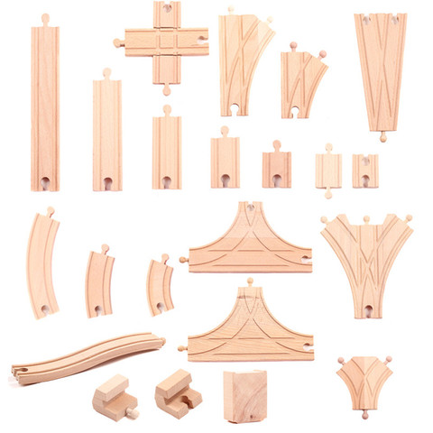 Accessoires de piste de scène en bois pont A X Rail / Y rail / double voie de croisement adapté pour Brio Train en bois garçon/enfants jouet ► Photo 1/5