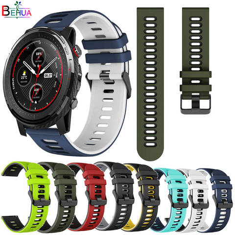 Bracelet de montre pour Huami Amazfit Stratos 3 2S, 20/ 22mm, en Silicone, pour Huawei watch GT 2 42mm ► Photo 1/6