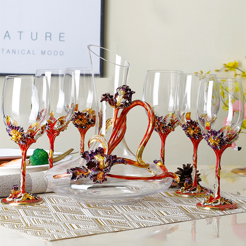 Ensemble de verres à vin en cristal sans plomb, couleur émail iris, gobelets créatifs, verres à vin de mariage pour amour, cadeau de mariage ► Photo 1/3