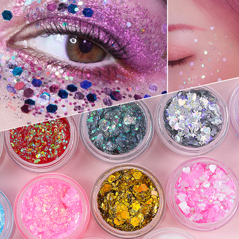 Paillettes holographiques, Gel scintillant, décoration scintillante, multifonctionnel, maquillage du visage et des ongles, offre spéciale cosmétique ► Photo 1/6