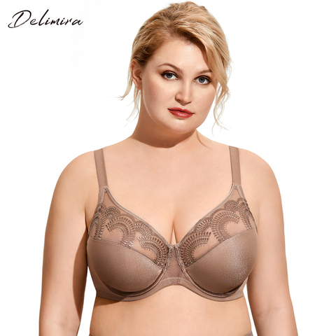 Femmes Dentelle Soutien-Gorge Grande Taille Non Doublés Armatures Couverture Complète ► Photo 1/6