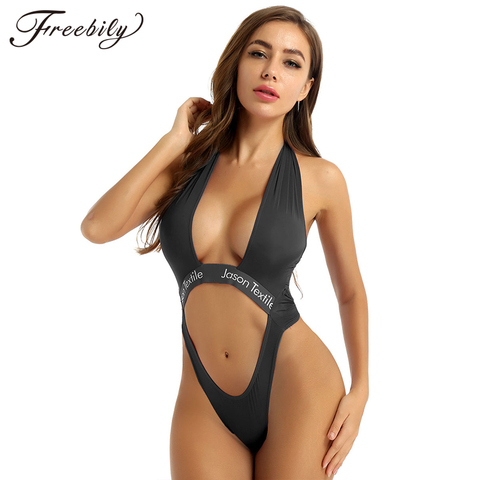 Maillot de bain Sexy pour femmes, Monokini, ensemble une pièce Ultra-mince Semi-transparent, dos nu, sans crochet, tanga ► Photo 1/6