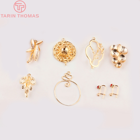 Breloques en laiton plaqué or 24K, 4 pièces, bouchons de branches, boucle d'oreille, collier, pendentifs pour la fabrication de bijoux ► Photo 1/6