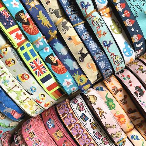 51 rubans différents en dessins animés, 5/8 pouces, 16mm, 5yards, rubans tissés en Polyester, avec teckel, collier de chien, vente en gros ► Photo 1/6