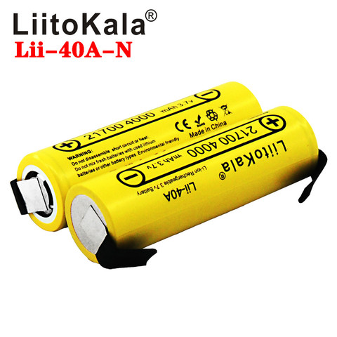 LiitoKala Lii-40A IMR 21700 4000mAh 40A haute capacité protégé plat haut Rechargeable Li-ion batterie + bricolage Nicke ► Photo 1/5