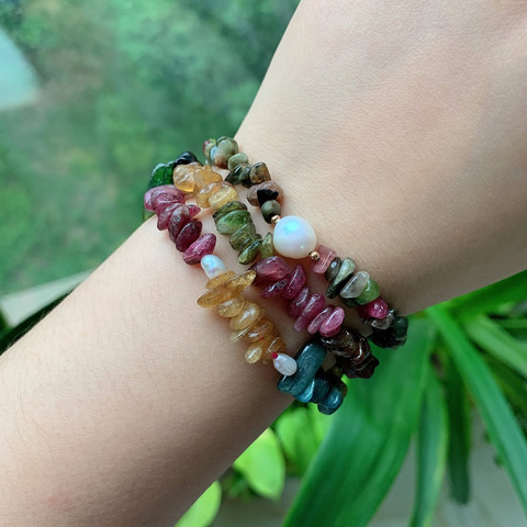 Reiki bijoux de guérison Chakra Quartz Tourmalines Bracelets en cristal petites puces perles de pierre perles baroques naturelles Bracelets femmes ► Photo 1/6