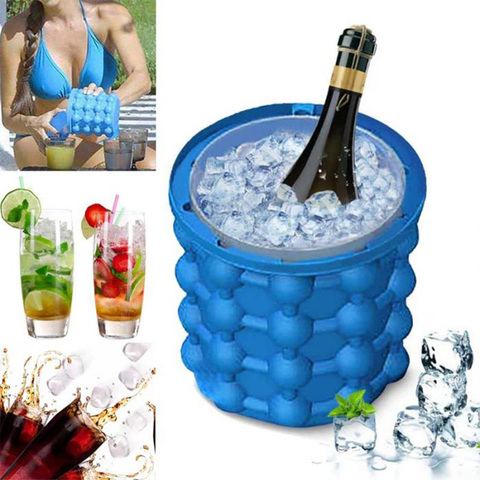 Silicone machine à glaçons glaçon moule plateau Portable seau vin glace refroidisseur bière armoire cuisine outils boire whisky gel ► Photo 1/4