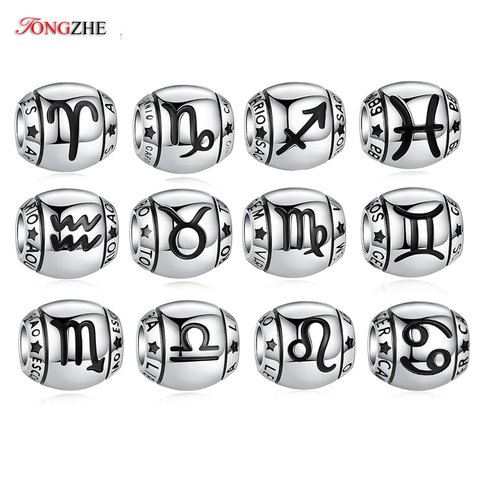 TONGZHE – breloques du zodiaque en argent Sterling 925, 12 étoiles, constellations, breloques originales adaptées aux bracelets, perles pour la fabrication de bijoux ► Photo 1/6