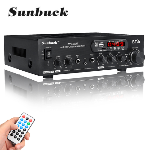 SUNBUCK 1200W 110V/220V bluetooth double canal karaoké micro entrée numérique réverbération stéréo amplificateur prise en charge USB SD FM entrée AUX ► Photo 1/6