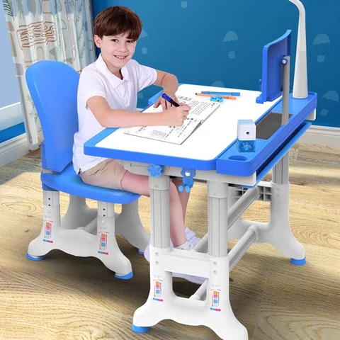 Table d'étude pour enfants, bureau ergonomique, bureau pour devoirs, bureau et chaise réglables pour étudiants ► Photo 1/6