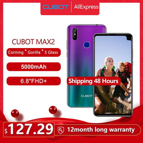 CUBOT MAX 2 Smartphone 4G LTE Dual SIM, Télephone Portable débloqué Écran FHD 6,8 Pouces (19:9) 5000mAh Batterie Android 9.0, 4Go+64Go (Extensible à 256Go) Double camera 12MP+2MP/ 8MP Identité faciale ► Photo 1/6