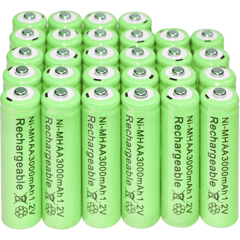 Piles rechargeables AA 1.2V 3000mAh NiMH 1.2v, 20 pièces, lumière verte de jardin, lampe de poche à LED solaire, torche ► Photo 1/5