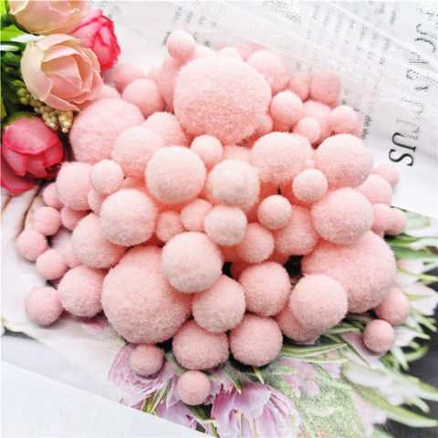 Mini pompons souples en peluche faits à la main pour enfants, 100 pièces de 10/15/20/25mm, jouets de décoration de mariage, fournitures artisanales de couture à faire soi-même ► Photo 1/6