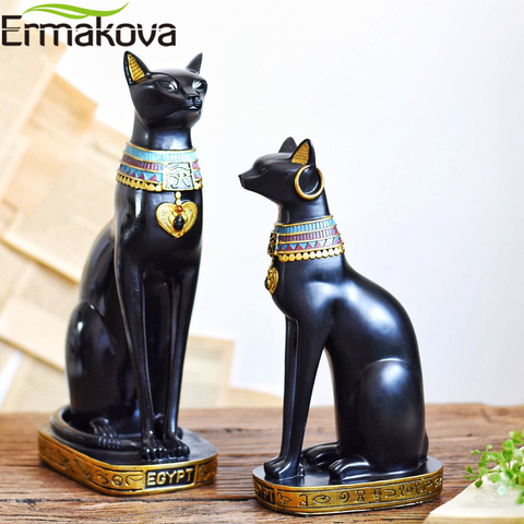 ERMAKOVA résine égyptien chat Bestet Figurine Animal déesse égyptienne Statue Sculpture maison Bar bureau décoration de bureau ► Photo 1/6