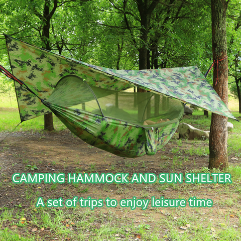 Hamac de Camping Portable Pop-Up, avec moustiquaire et abri solaire, balançoire en Parachute, équipement de Camping ► Photo 1/6