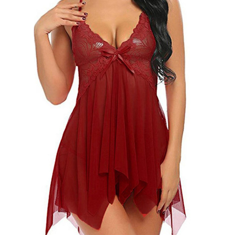 Vêtements de nuit Sexy grande taille robe de nuit Lingerie grande taille femmes fermeture frontale vêtements de nuit Sexy dentelle tentation sous-vêtements chemise de nuit ► Photo 1/6