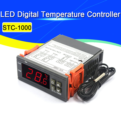 Thermostat numérique pour incubateur, régulateur de température, STC STC-1000 1000 LED, relais de chauffage et de refroidissement, 12V 24V 220V ► Photo 1/5