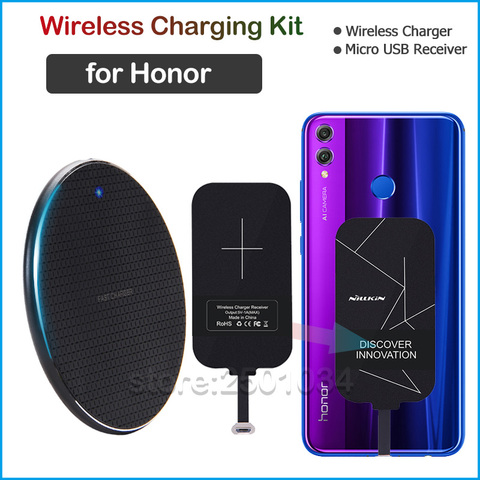 Qi Sans Fil De Charge pour Huawei Honor 5A 5C 5X 6A 6C 6X 7 7A 7C 7X 7I 7S 8A 8C 8S 8X Pro Max Chargeur Sans Fil + Micro Récepteur USB ► Photo 1/6